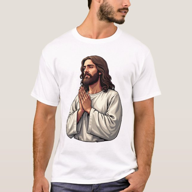 Jesus bönhänder Vintage gravyr Tee 2 (Framsida)
