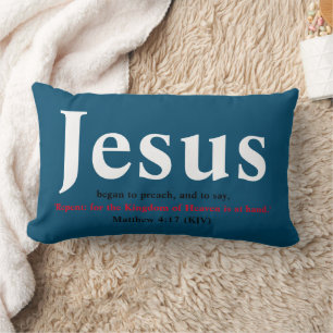 Jesus började predika. Matthew 4:17 Blue Lumbarkudde