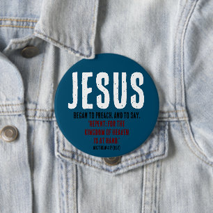 Jesus började predika. Matthew 4:17 Ocean Blue Knapp