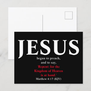Jesus började predika. Matthew 4:17 Vykort