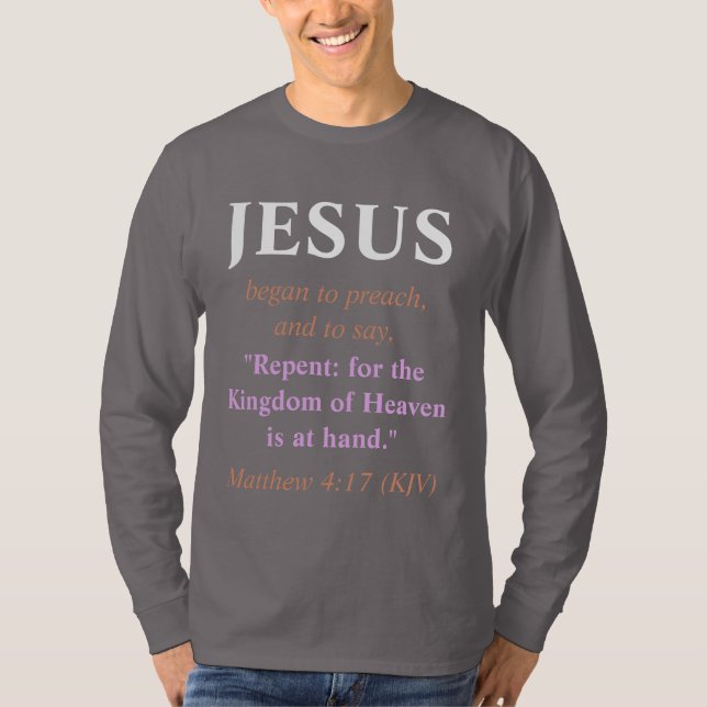 JESUS började predika: Repent. Koppar och vitt T Shirt (Framsida)
