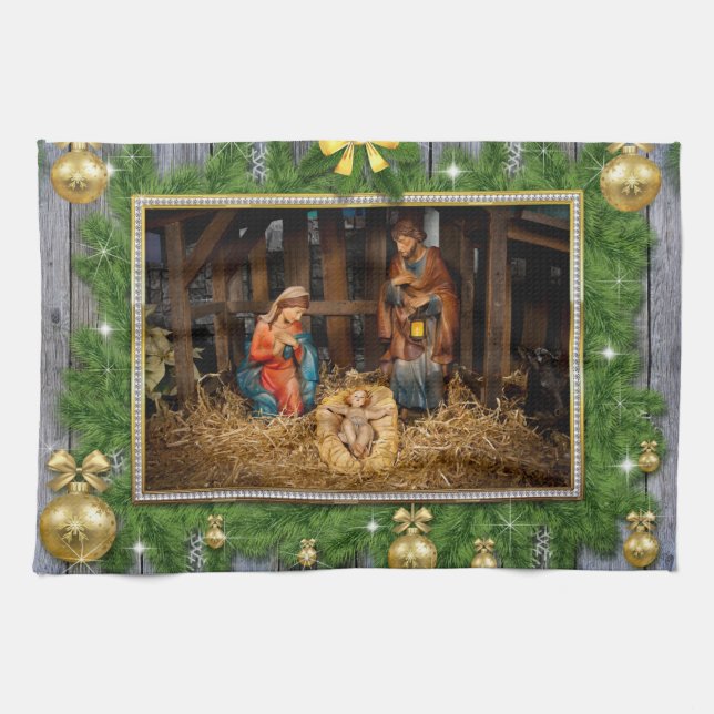 Jesus born manger kökshandduk (Horisontell)