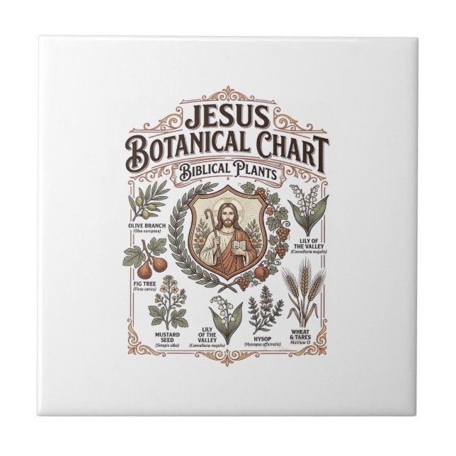 Jesus botanisk diagram bibliska växter Jesus botan Kakelplatta (Framsidan)