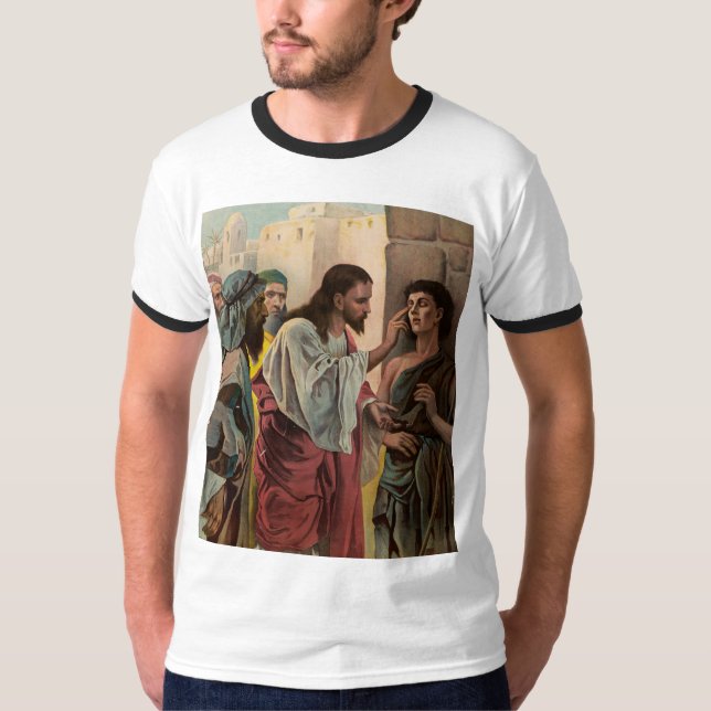 Jesus botar den blindfödde t shirt (Framsida)