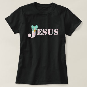 Jesus Bow Kristet T-Shirt Rosa Coquette Tro