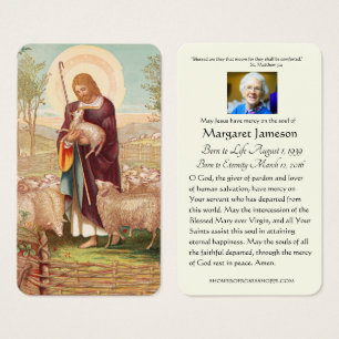 Jesus Bra Shepherd Catholik Funeral Heliga Card - Visitkort