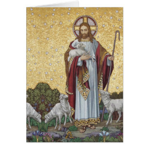 Jesus Bra Shepherd Religiösa Mosaic Hälsningskort