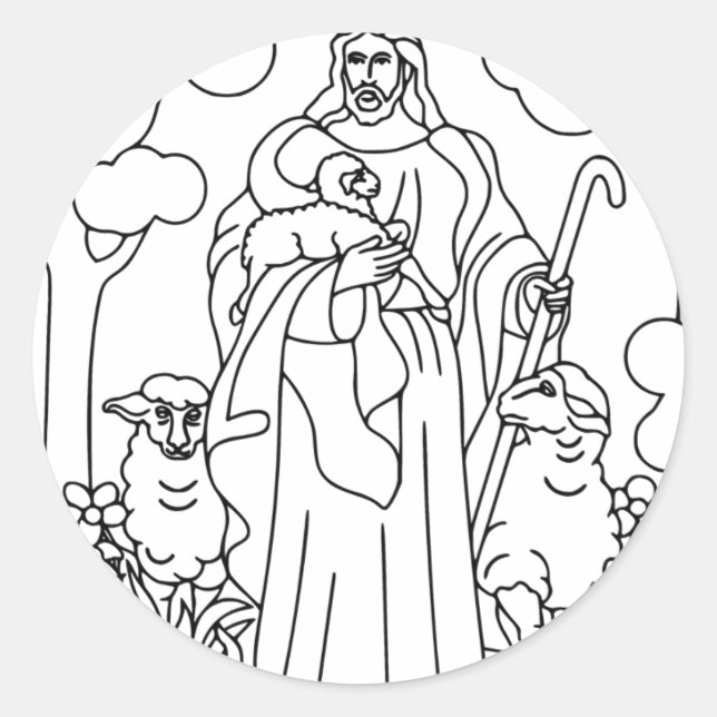 Jesus bra shepherd runt klistermärke (Framsida)