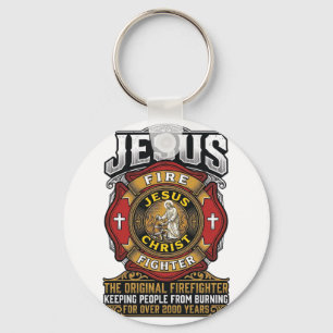Jesus brandman vintage kristen tros t-shirt nyckelring