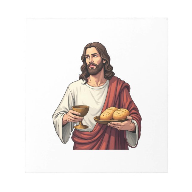 Jesus Bread Wine Vintage Engraving Tee 2 Anteckningsblock (Framsida)