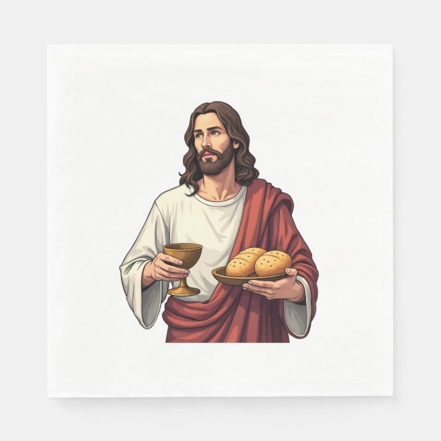 Jesus Bread Wine Vintage Engraving Tee 2 Pappersservett (Framsidan)