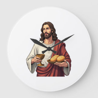 Jesus Bread Wine Vintage Engraving Tee 2 Stor Klocka