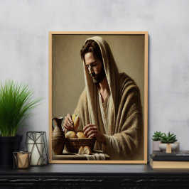 Jesus Breaking Bread in Divine Peace Poster