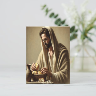 Jesus Breaking Bread in Divine Peace Vykort