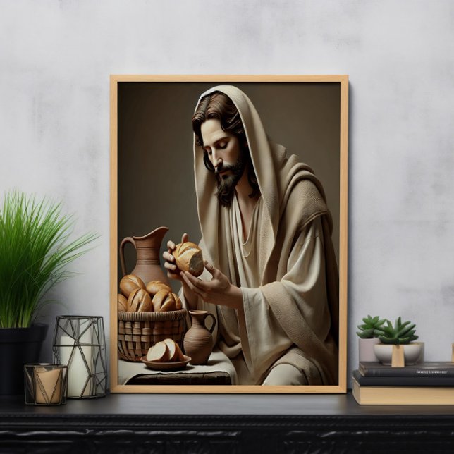 Jesus bringar Bread med Gentle Grace Poster (Skapare uppladdad)