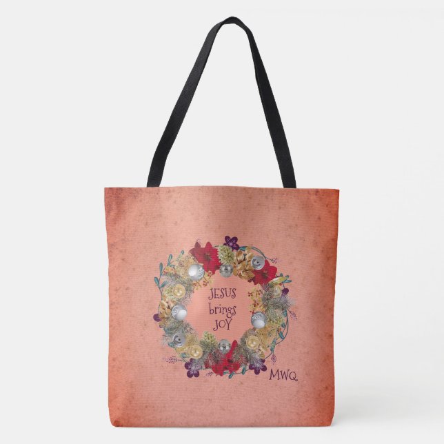 JESUS BRINGS JOY Peach God Jul Tygkasse (Framsida)