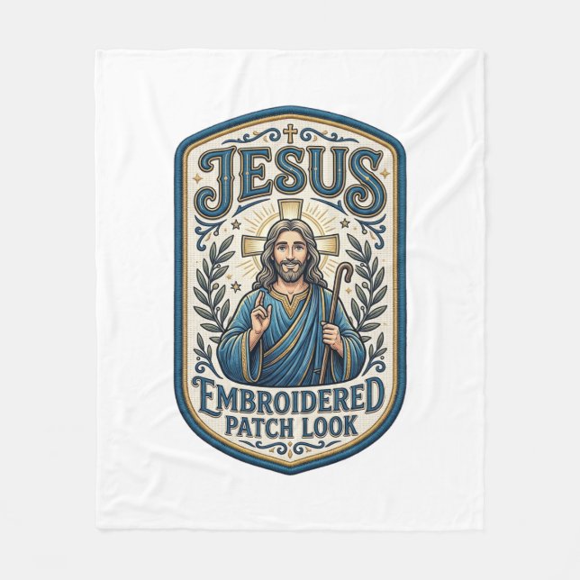 Jesus Broderad Lapp Se Jesus Broderad Lapp Fleecefilt (Framsidan)