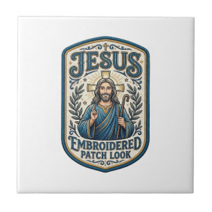 Jesus Broderad Lapp Se Jesus Broderad Lapp Kakelplatta