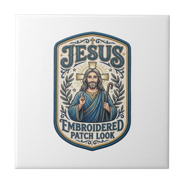 Jesus Broderad Lapp Se Jesus Broderad Lapp Kakelplatta (Framsidan)