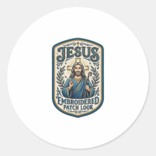 Jesus Broderad Lapp Se Jesus Broderad Lapp Runt Klistermärke