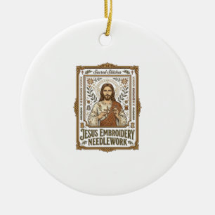 Jesus Broderi Syarbete Jesus Broderi Nålar Julgransprydnad Keramik