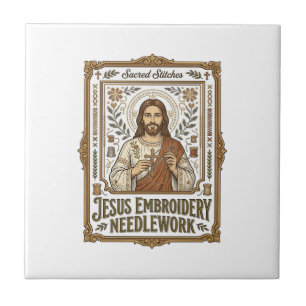 Jesus Broderi Syarbete Jesus Broderi Nålar Kakelplatta