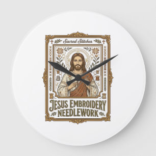 Jesus Broderi Syarbete Jesus Broderi Nålar Stor Klocka