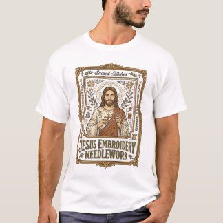 Jesus Broderi Syarbete Jesus Broderi Nålar T Shirt