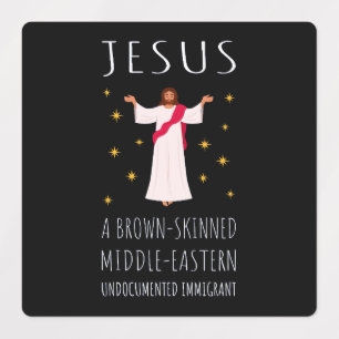 Jesus Brown-Skinned Odokumenterad invandrare I Klistermärke