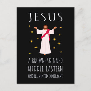 Jesus Brown-Skinned Odokumenterad invandrare I Vykort