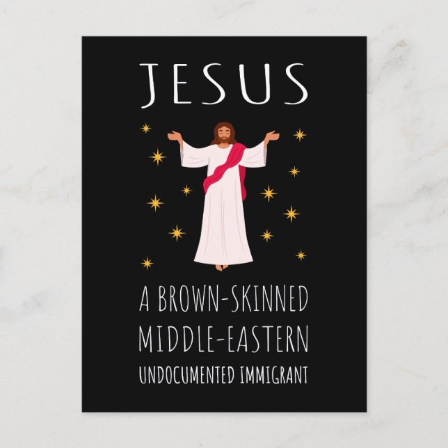 Jesus Brown-Skinned Odokumenterad invandrare I Vykort (Framsida)
