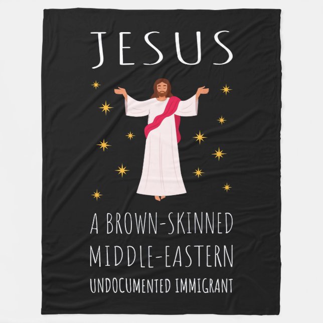 Jesus Brunskiftad Papperslös Invandrare I Fleecefilt (Framsidan)