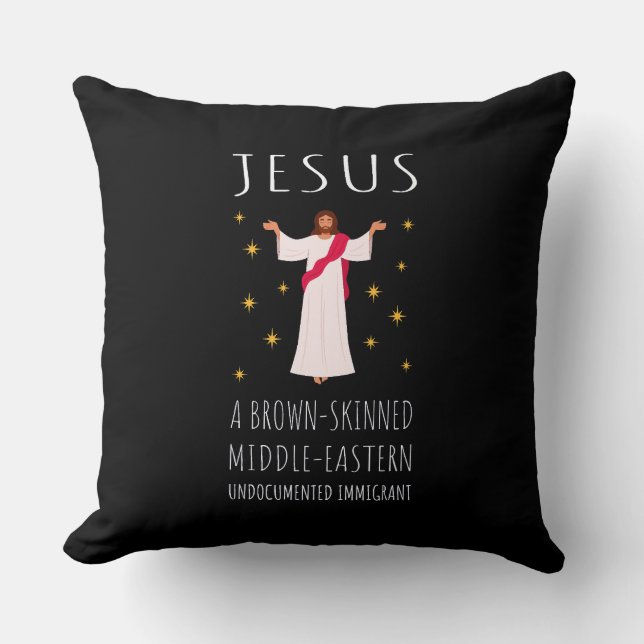 Jesus Brunskiftad Papperslös Invandrare I Kudde (Framsida)
