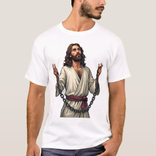 Jesus brutna kedjor Vintage gravyr T-shirt