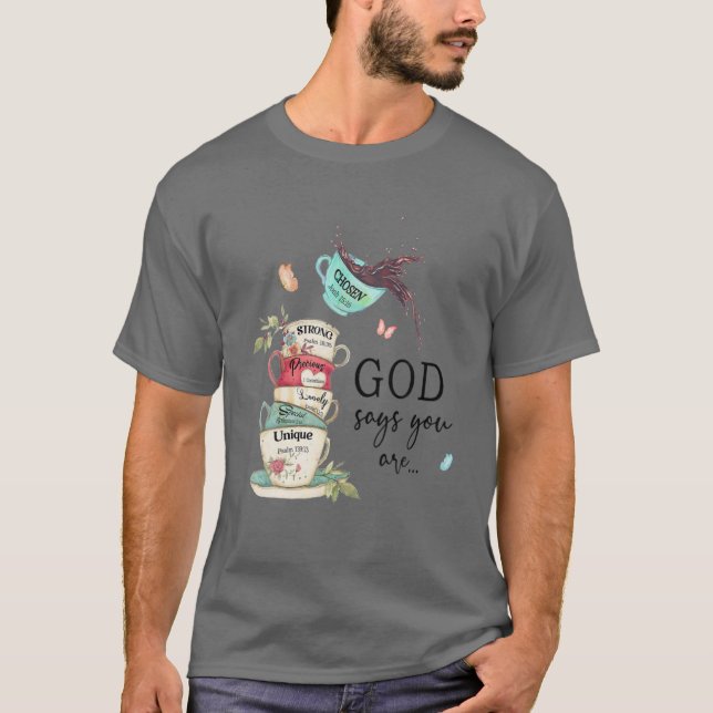 Jesus Butterfly Coffee Faith Christian Gud säger: T Shirt (Framsida)