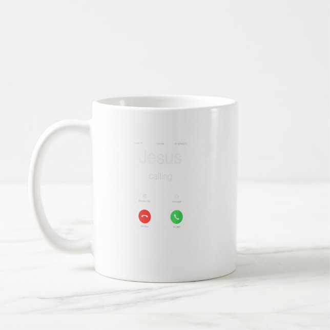 Jesus Calling Funny Jesus Mobil Christian Kaffemugg (Vänster)