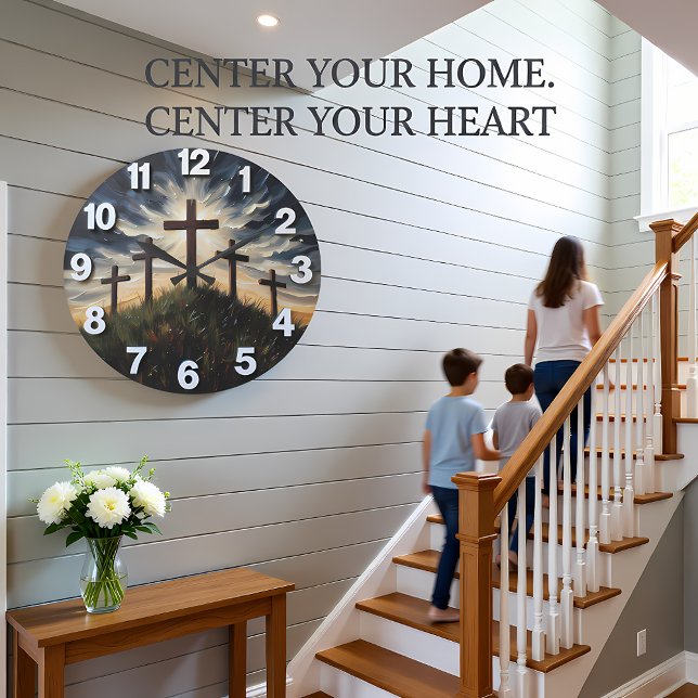 Jesus Calvary Hill Impasto Stor Klocka (Skapare uppladdad)