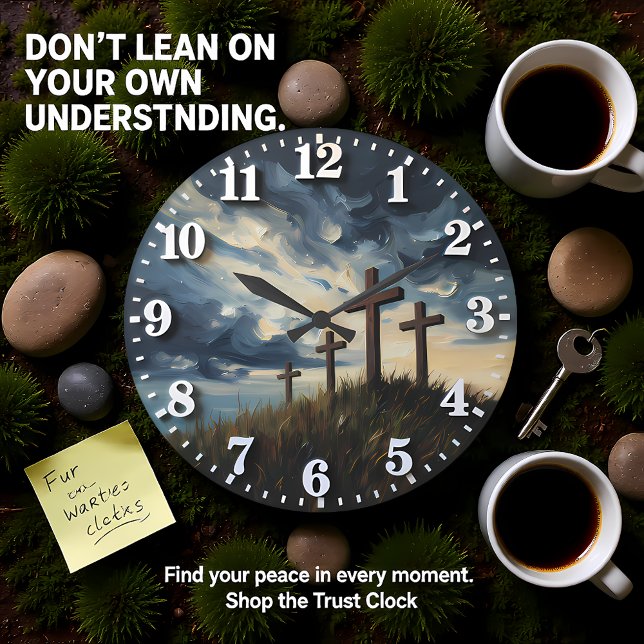 Jesus Calvary Sunset Impasto Stor Klocka (Skapare uppladdad)