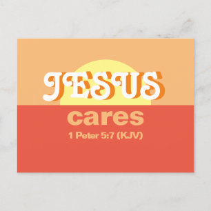 Jesus Cares. 1 Peter 5:7 (KJV) - Inbjudan Vykort