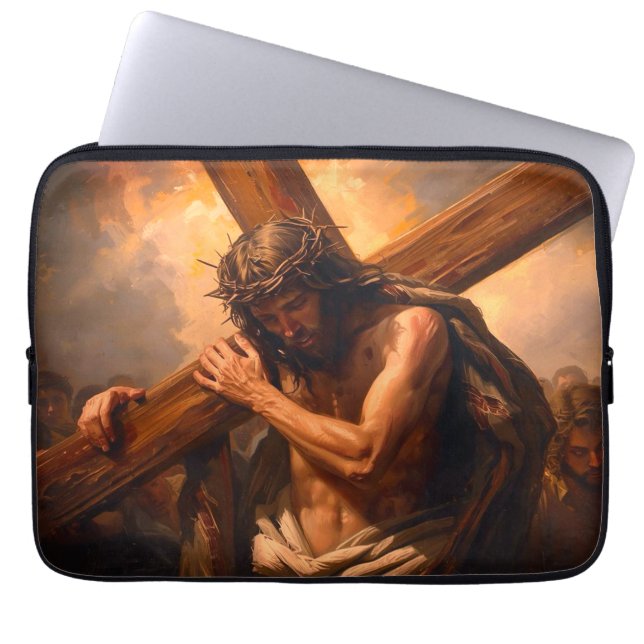 Jesus Carries The Cross Laptop Case Fodral (Framsidan)