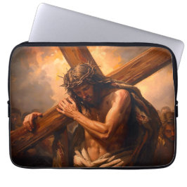 Jesus Carries The Cross Laptop Case Laptop Fodral