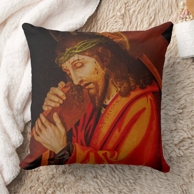 Jesus carrying the cross pillow kudde (Filt)