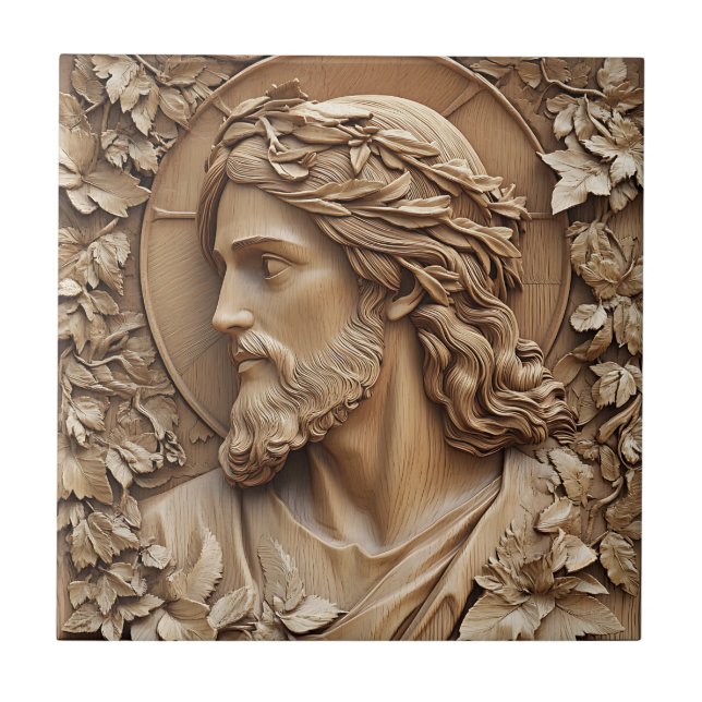 Jesus Carving Ceramic Tile Kakelplatta (Framsidan)