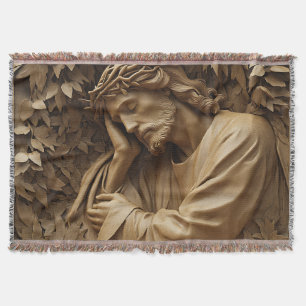 Jesus Carving Throw Blanket Filt