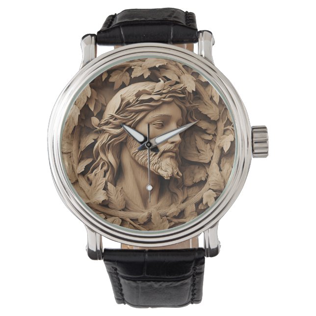 Jesus Carving Watch Armbandsur (Framsida)