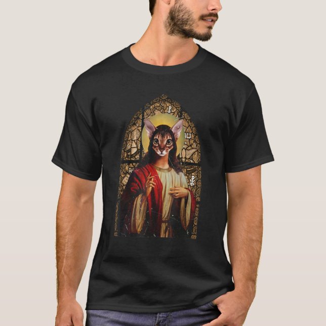 Jesus Cat for Christians Cat T Shirt (Framsida)