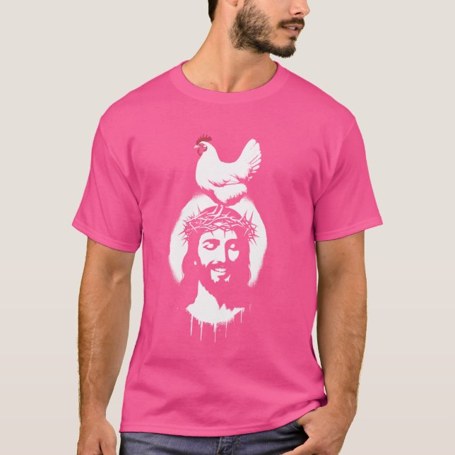 Jesus Chicken Älskare - den berömda kristna Religi T Shirt (Framsida)