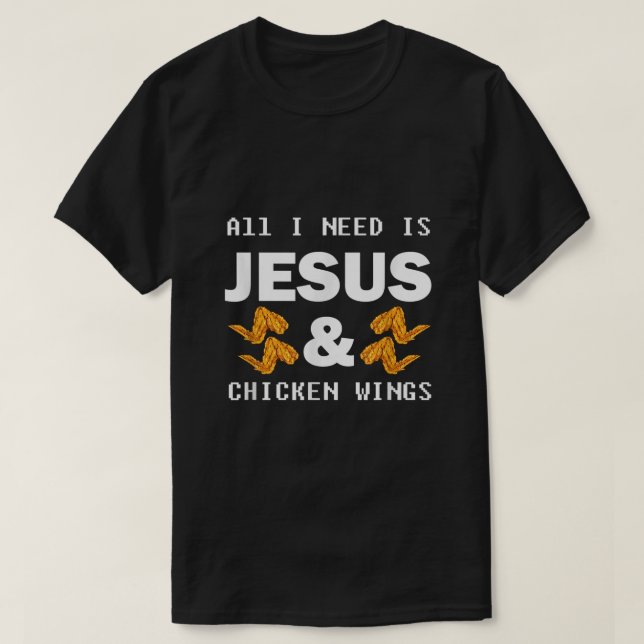 Jesus Chicken Vingar Christian Foodie T Shirt (Design framsida)