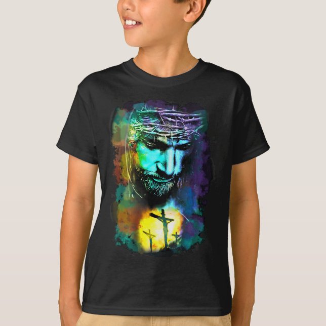 Jesus Christ Cross Religious Cture Christian Art P T Shirt (Framsida)