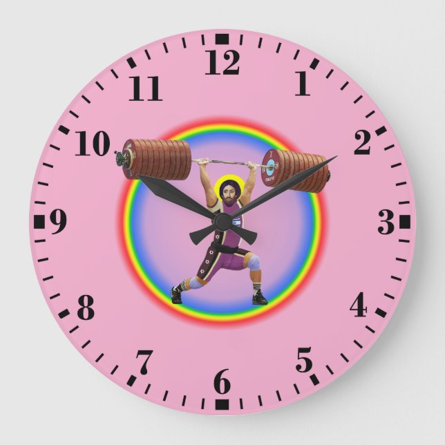 Jesus Christ doing the Clean and Jerk Stor Klocka (Framsida)